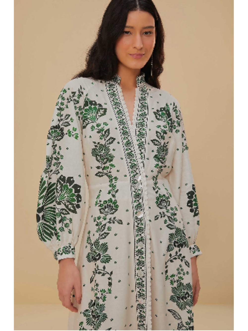 Women's FARM Rio White Green Floral Maxi Dress XS - Picture 15 of 16